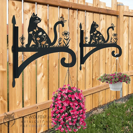 Decorative Cat Silhouette Plant Hooks
